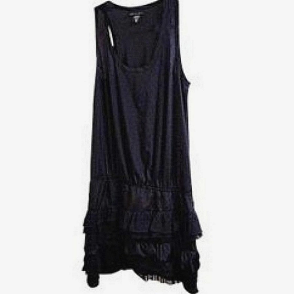 Apostrophe Sleeveless Ruffles Dress Sz S Black Steampunk Witchy Beach Summer